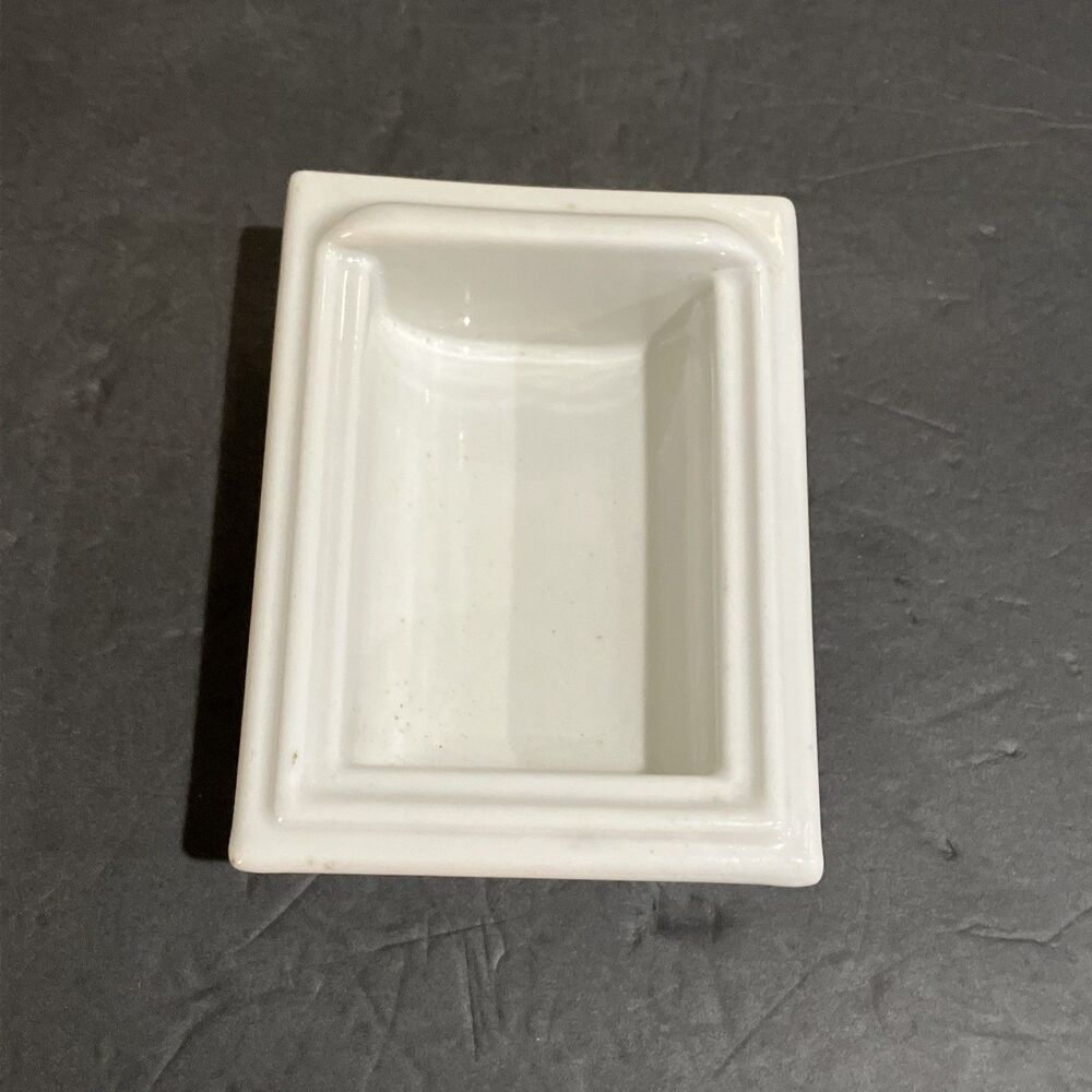 Vintage Antique White Porcelain Wall Mount Soap Dish 1937 Bathroom Fixture M-870